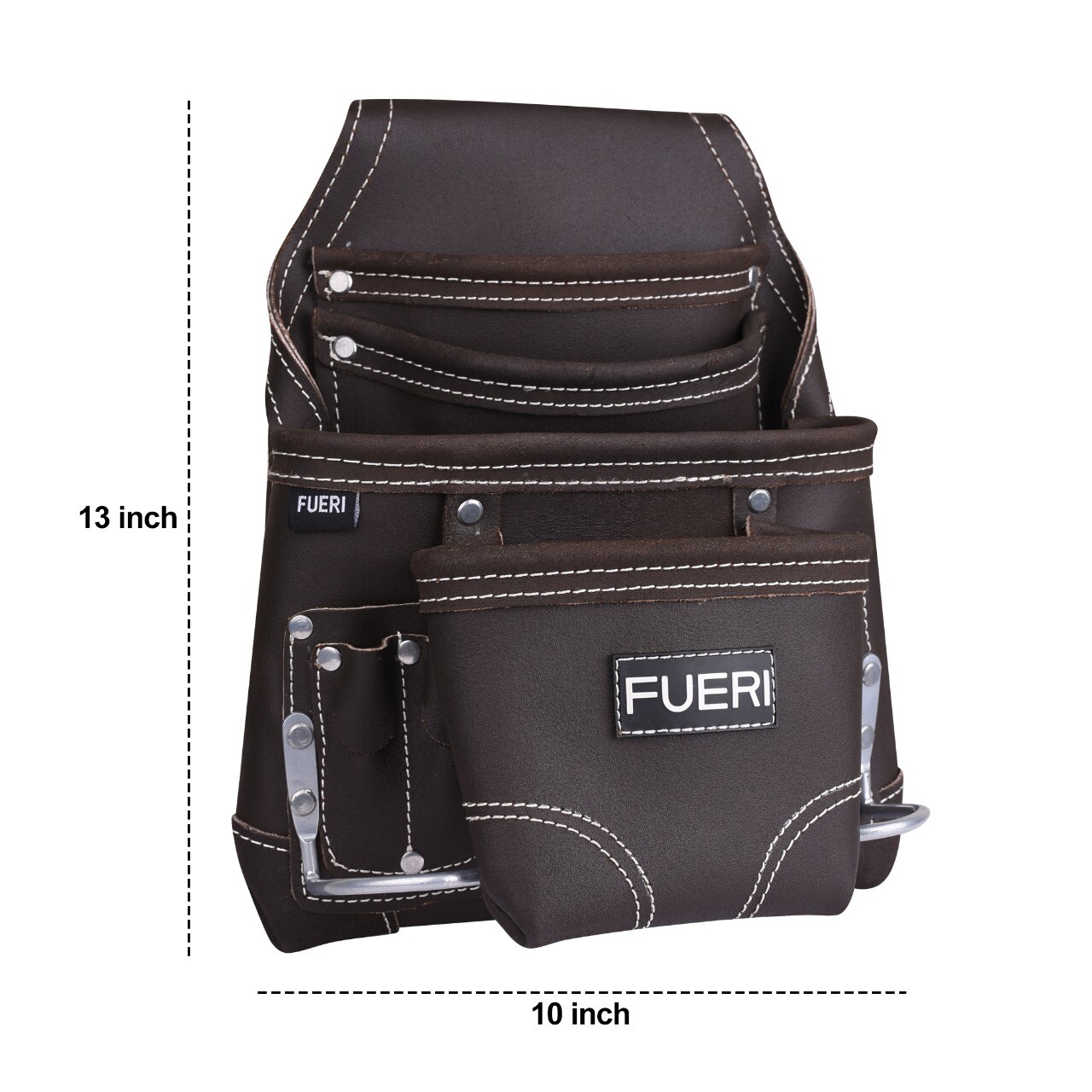 Oil Tanned Leather Tool Pouch for Carpenters 10 pockets Electricians Belt bag