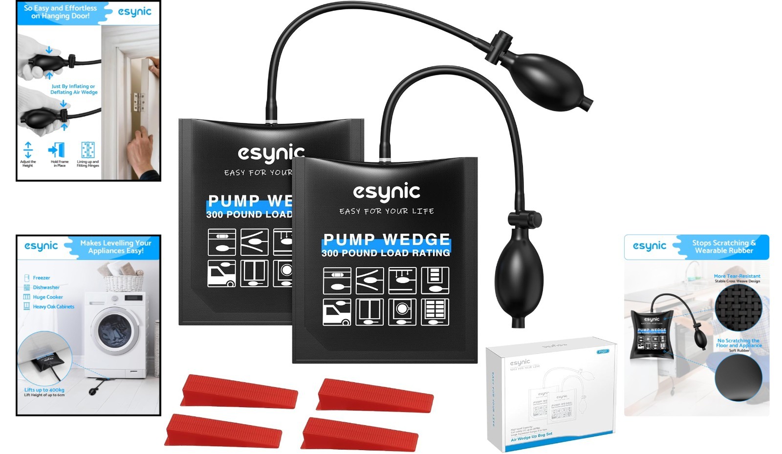 2 Pack Heavy-Duty Air Wedge Bag Kit – Lift 300lbs with Quick-Release Efficiency