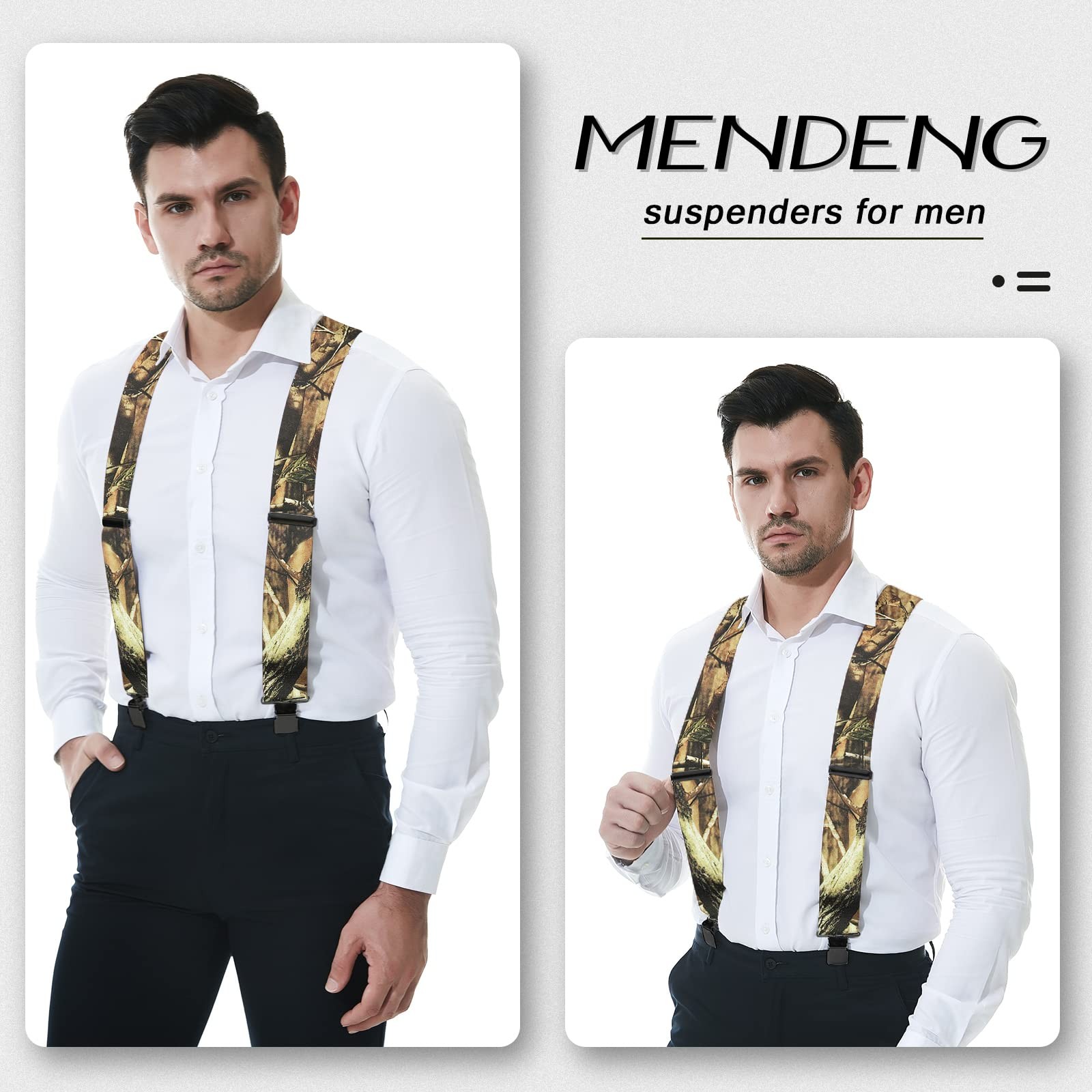 MENDENG Men’s Camouflage Clip-End One Size, B/Army Green/Black Clips