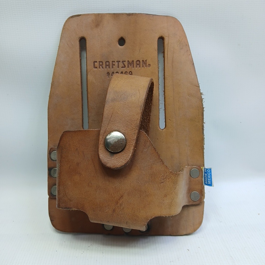 Vtg Craftsman Top Grain Leather Tape Measure Holder Tool Belt 940469