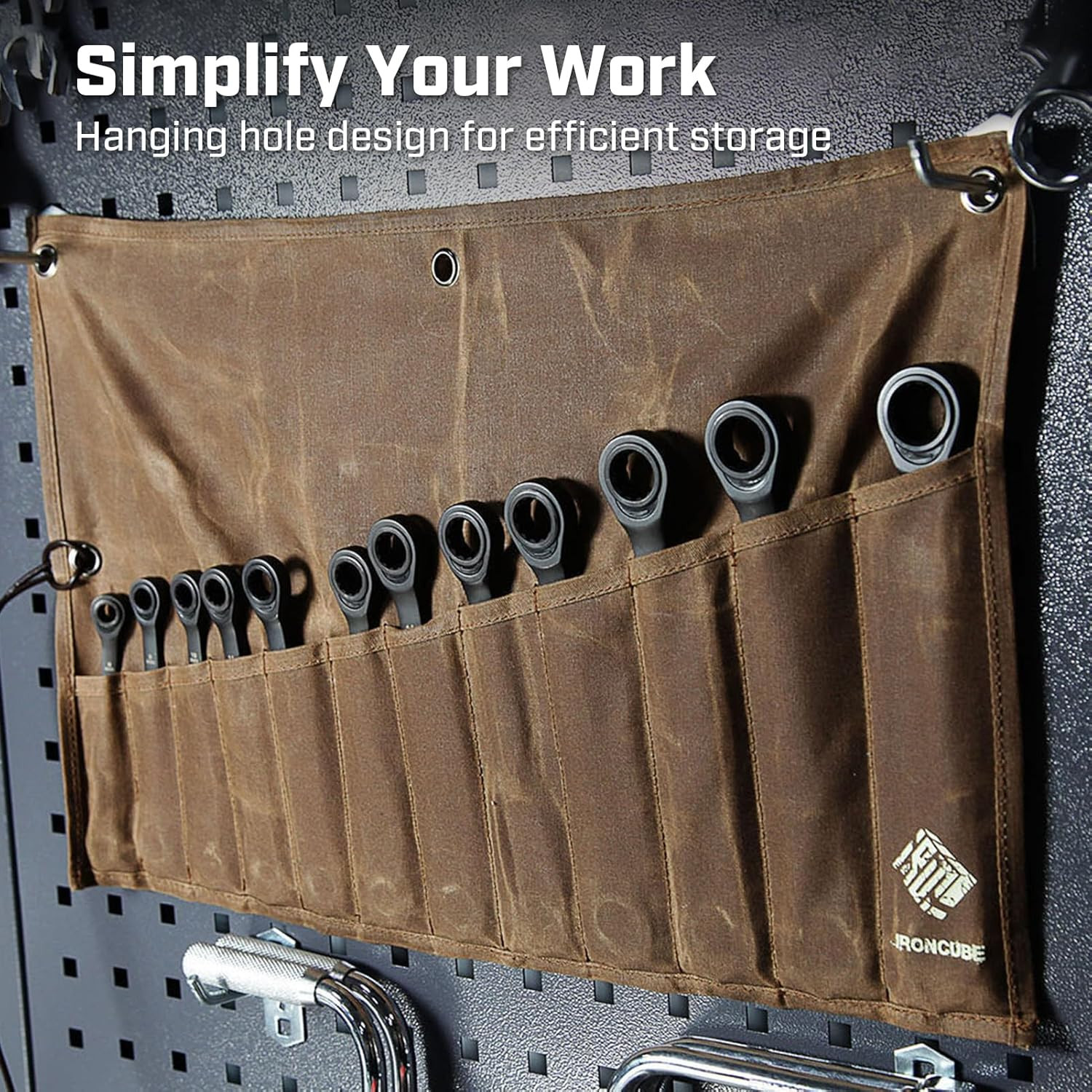 12-Pocket Wrench Holder Roll-Up Tool Pouch Organized Storage Hand Tools Wrenches