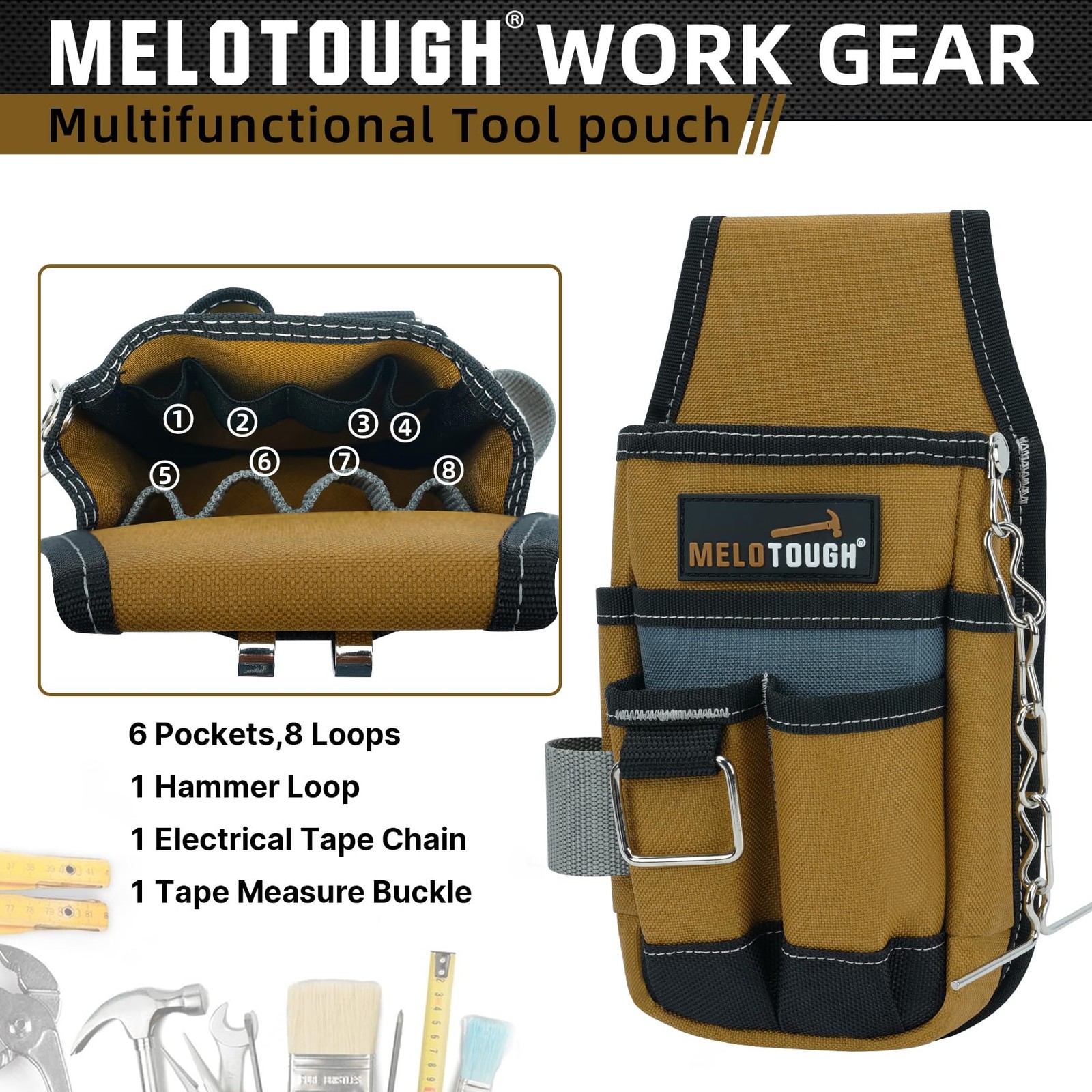 MELOTOUGH Pocket Tool Pouch Tool Belt Pouches with Belt Clip Utility Mini Too…