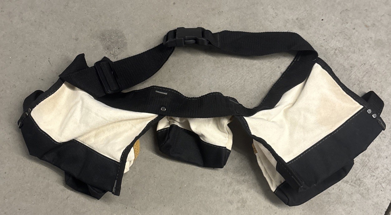 Husky Canvas Tool Belt Pouch Waist Apron Tan Suede Trim Adjustable Buckle Black