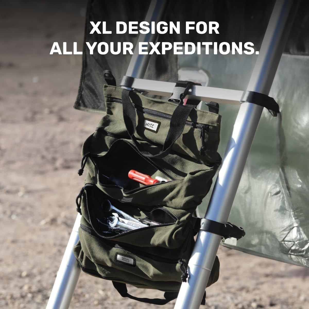 Voyager Durable Canvas Tool Roll Bag – 5-Pocket with YKK Zippers, Khaki