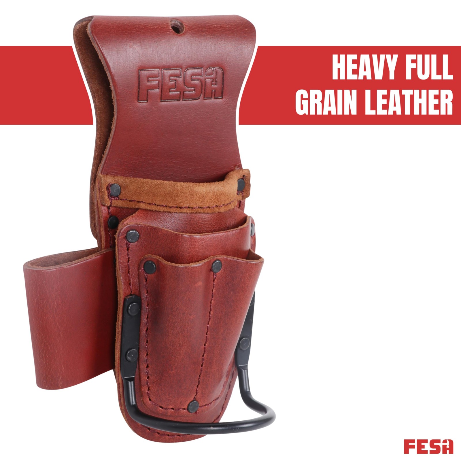 Tool Belt Hammer Holder – Leather Multitool, Pliers & Hammer Holster with Poc…