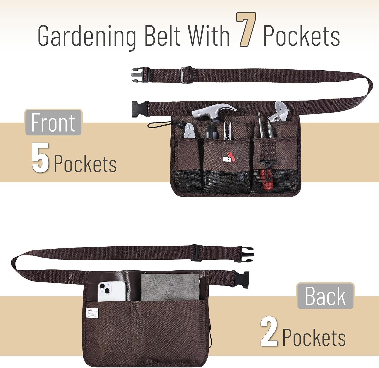 Durable Adjustable Gardening Belt – Modern Waist Apron with 7 Tool Pockets