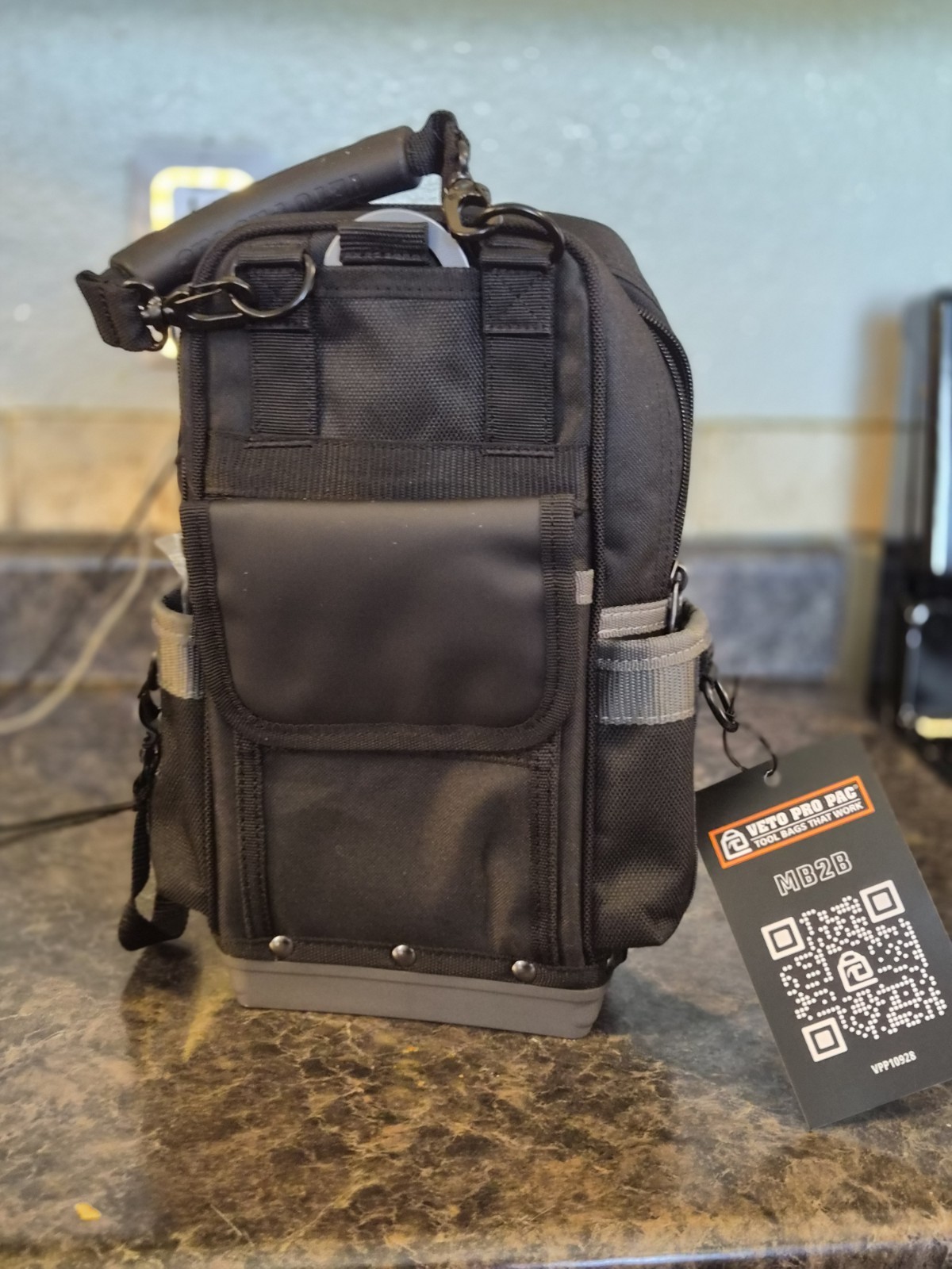 Veto Pro Pac MB2B Tech Series Small Nylon Tool Bag w/ Handle Black/Gray