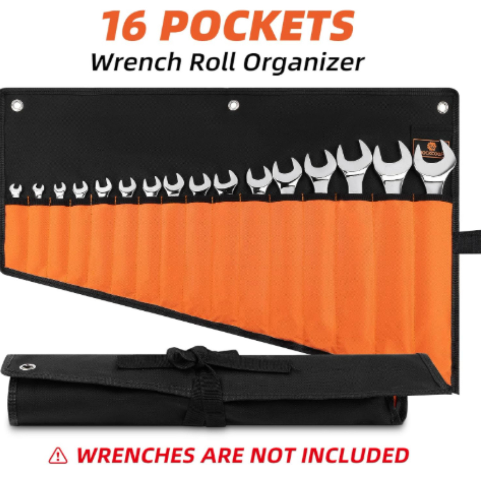 16 Pocket Wrench Roll Organizer Tool Bag Heavy Duty Canvas Roll Up Storage