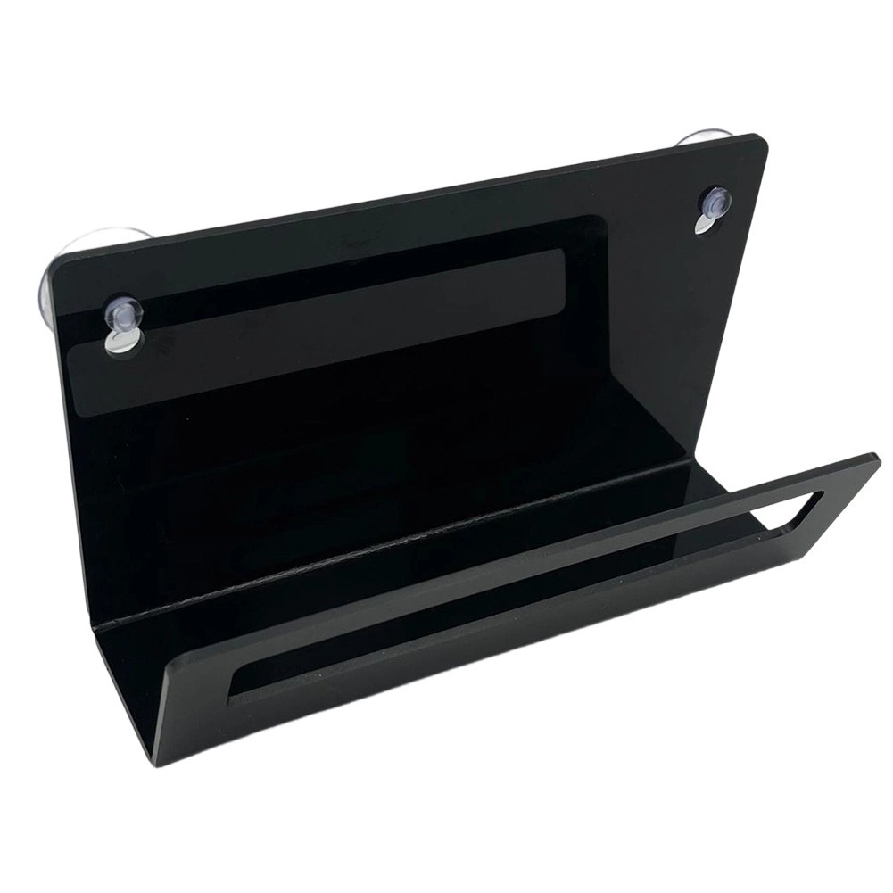 Modern Black Acrylic Sponge Holder Designed for Sink Overhang – Suction Mounted