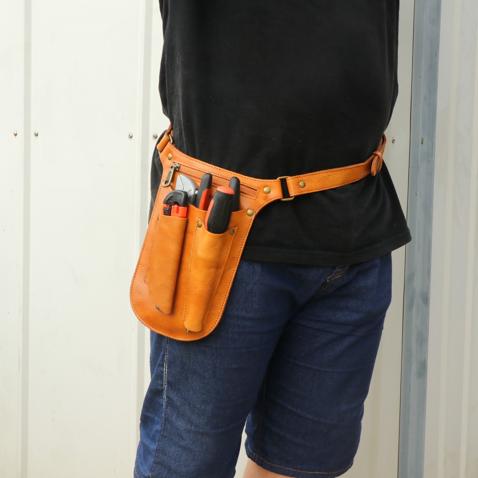TOURBON Leather Gardening Belt Florist Bag Organizer Phone Case Gift for Her