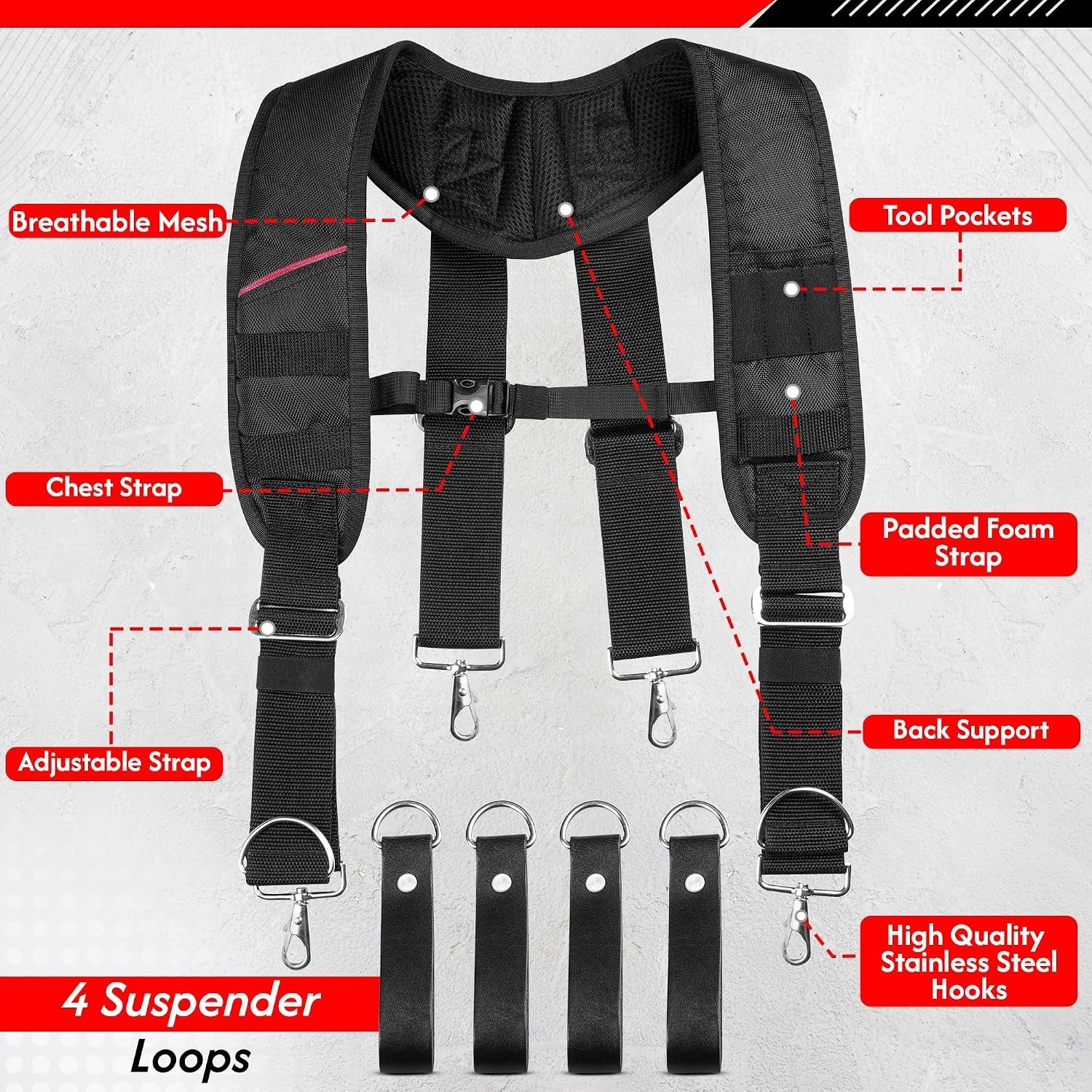 AP Duty Tool Belt with Suspenders Adjustable Carpenter Tool Pouch 600D Polyester