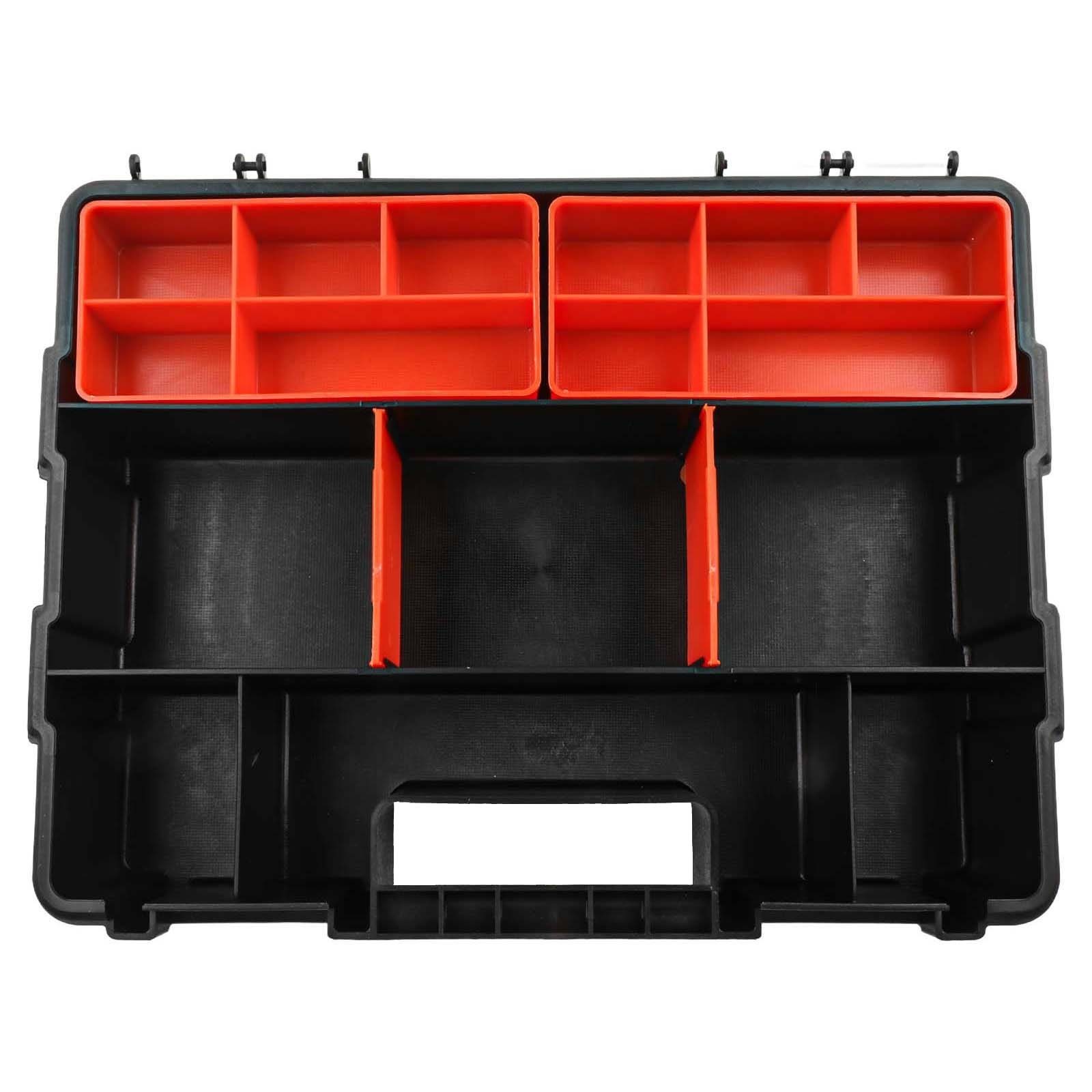 Sturdy Plastic Toolbox with Adjustable Compartments for Hardware and Parts