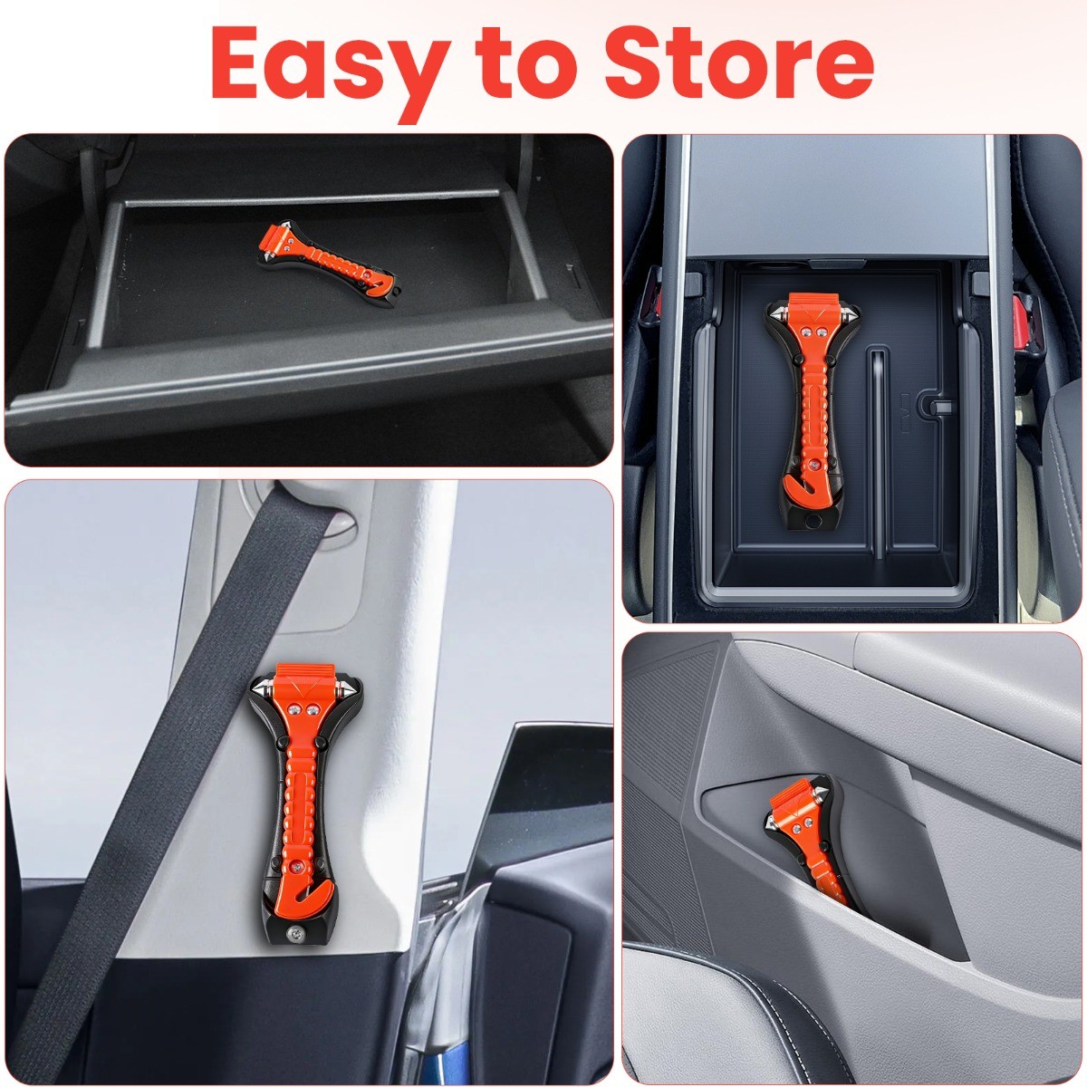 2-Pack Car Emergency Escape Tool Window Breaker Hammer Seat Belt Cutter Orange