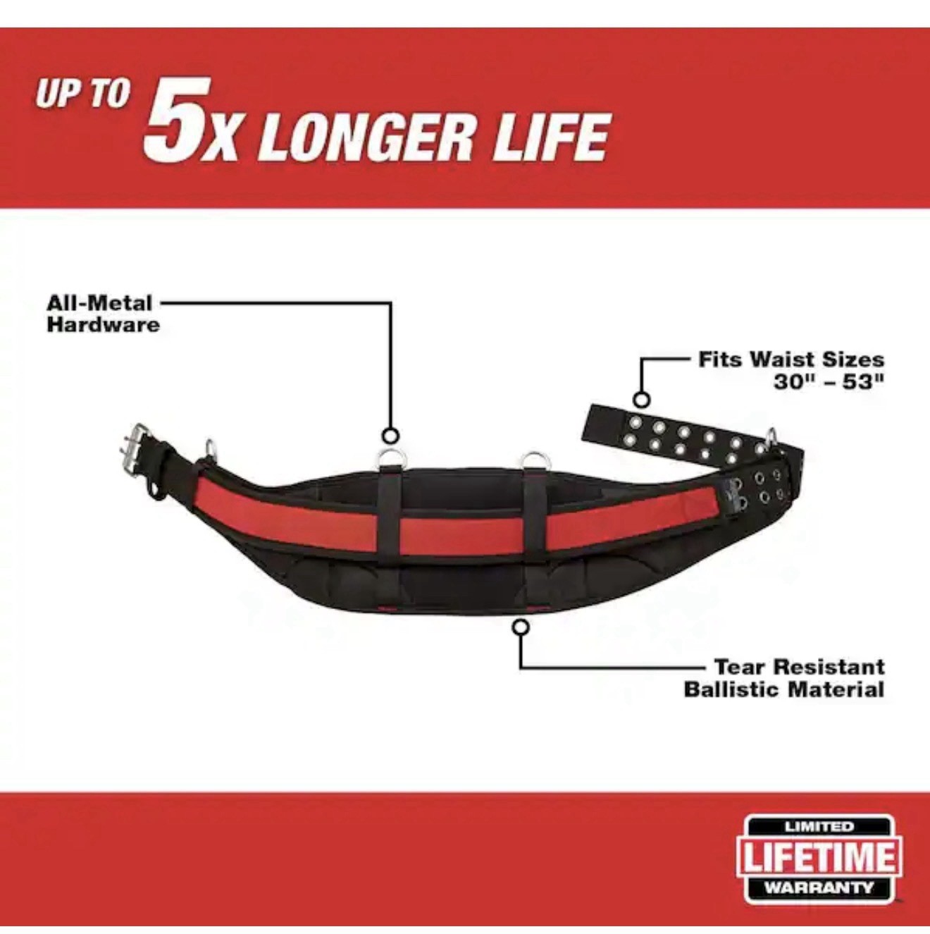 48-22-8140 Milwaukee Padded Work Belt Fits Waist Sizes Up to 53″