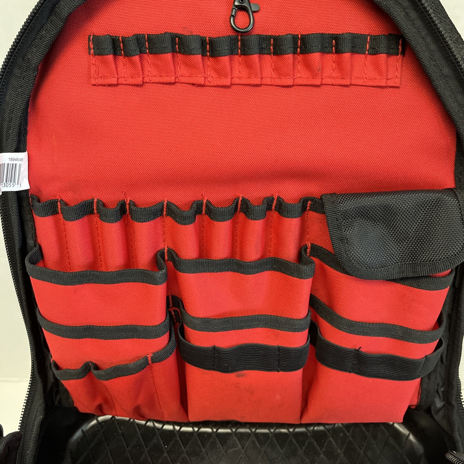 Lenox 30 Pocket Black Ballistic Nylon Backpack Tool Bag Great Used Condition