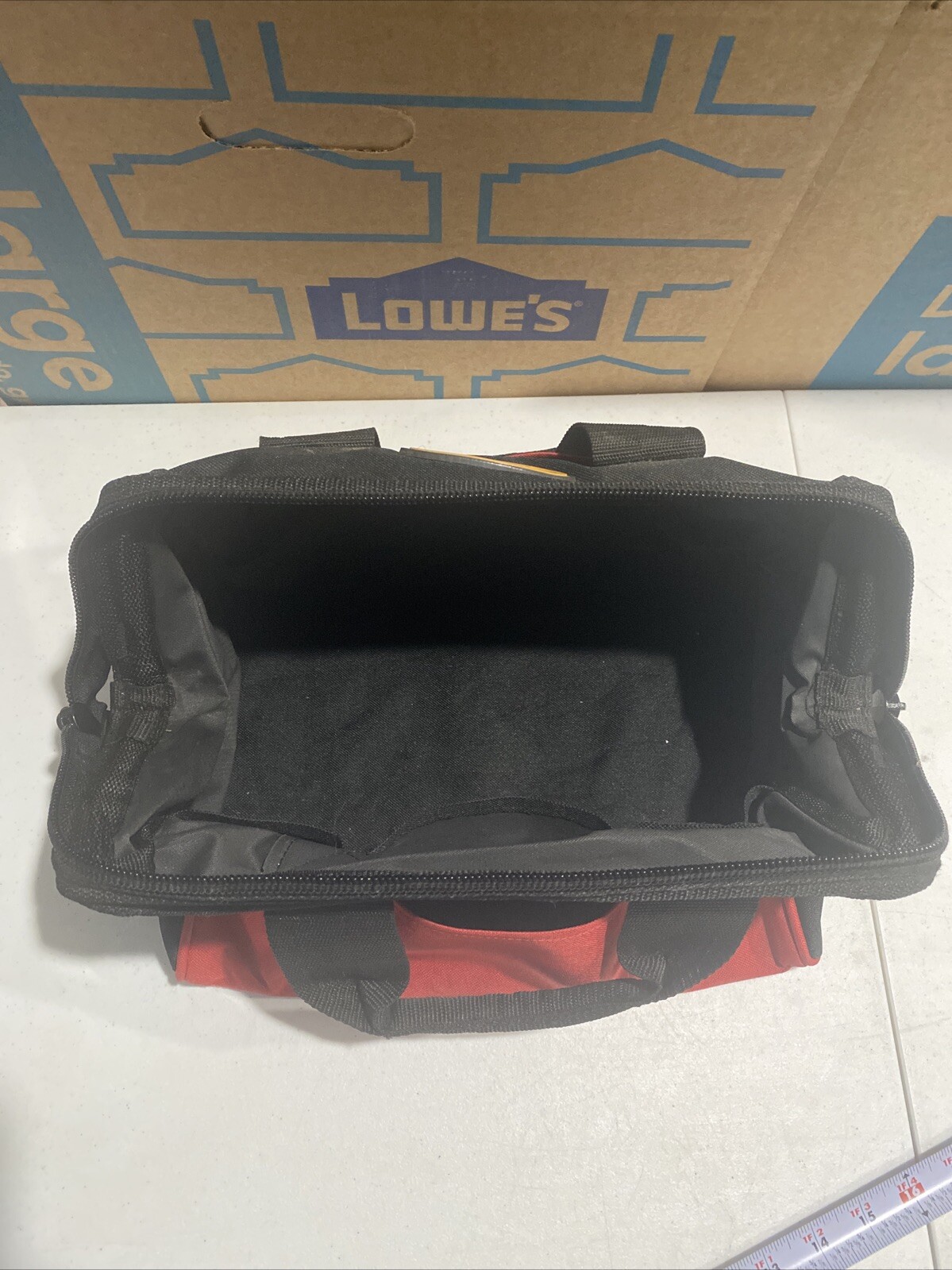AWP Black/Red Polyester Utility Tool Tote Zip Closure 13”