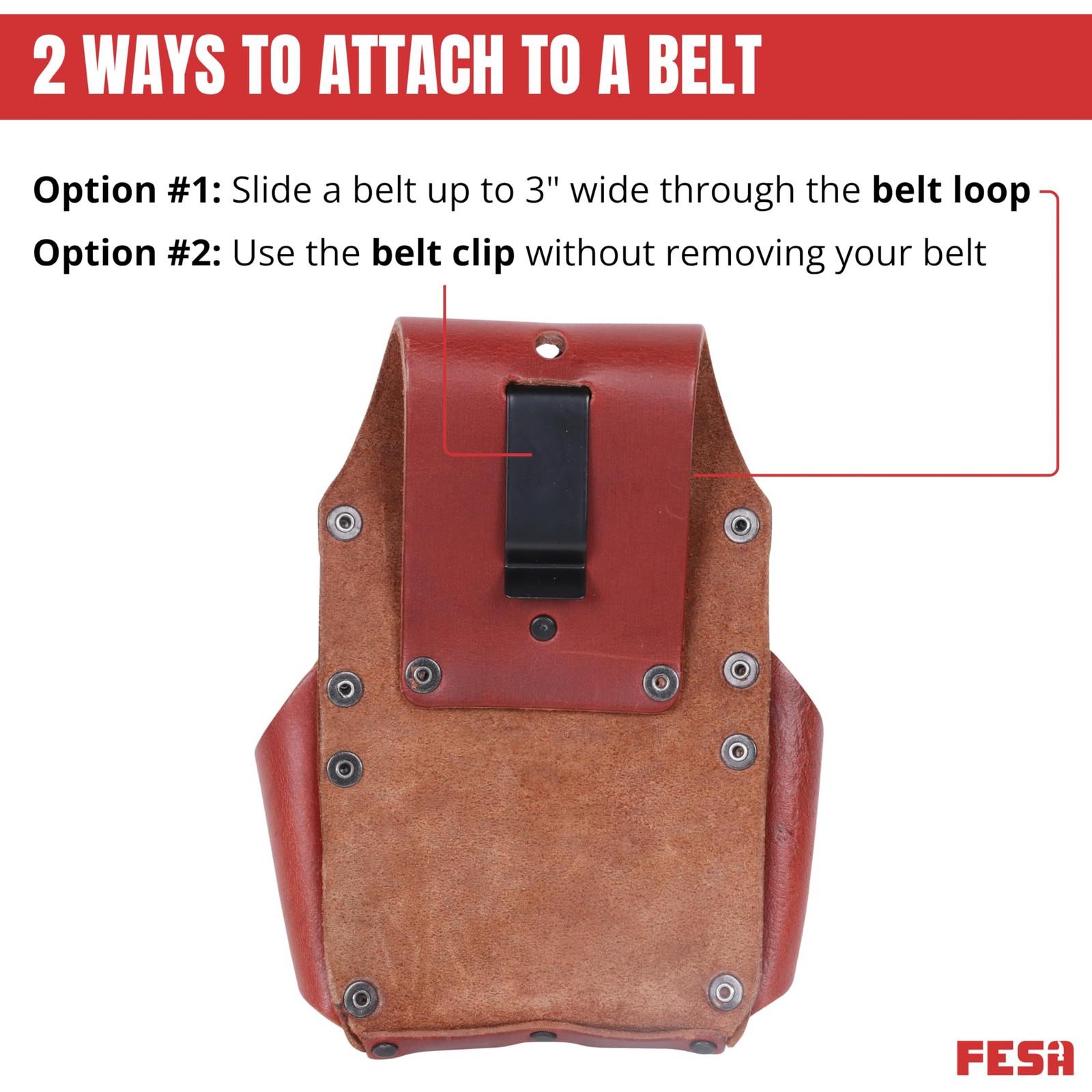 FESA Small Electrician’s Tool Pouch – 7-in-1 Heavy Full Grain Leather Small T…