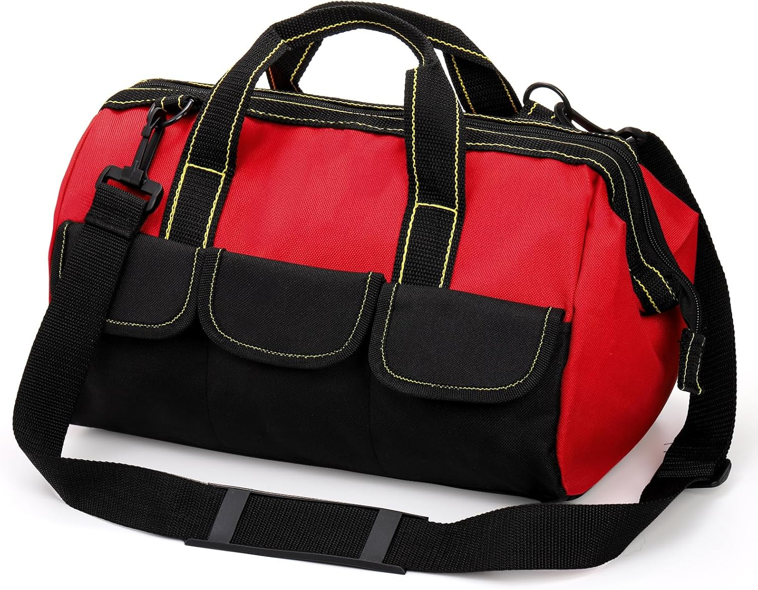 16 Inch Wide Mouth Tool Bag, Collapsible Tool Tote with Waterproof Coating and A