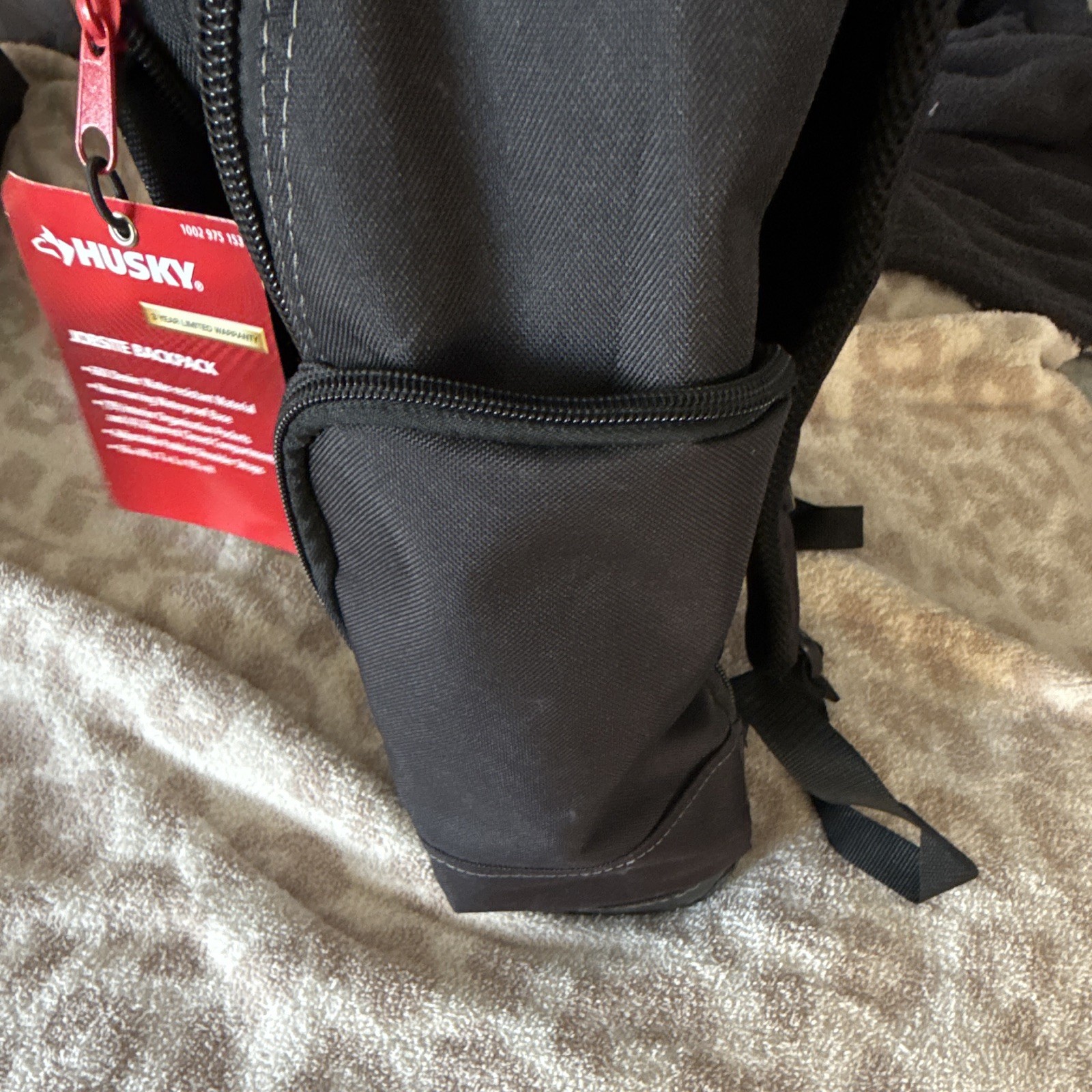 Husky Tool Backpack 19in Black/Red 600D Water Resistant Padded Straps HDG
