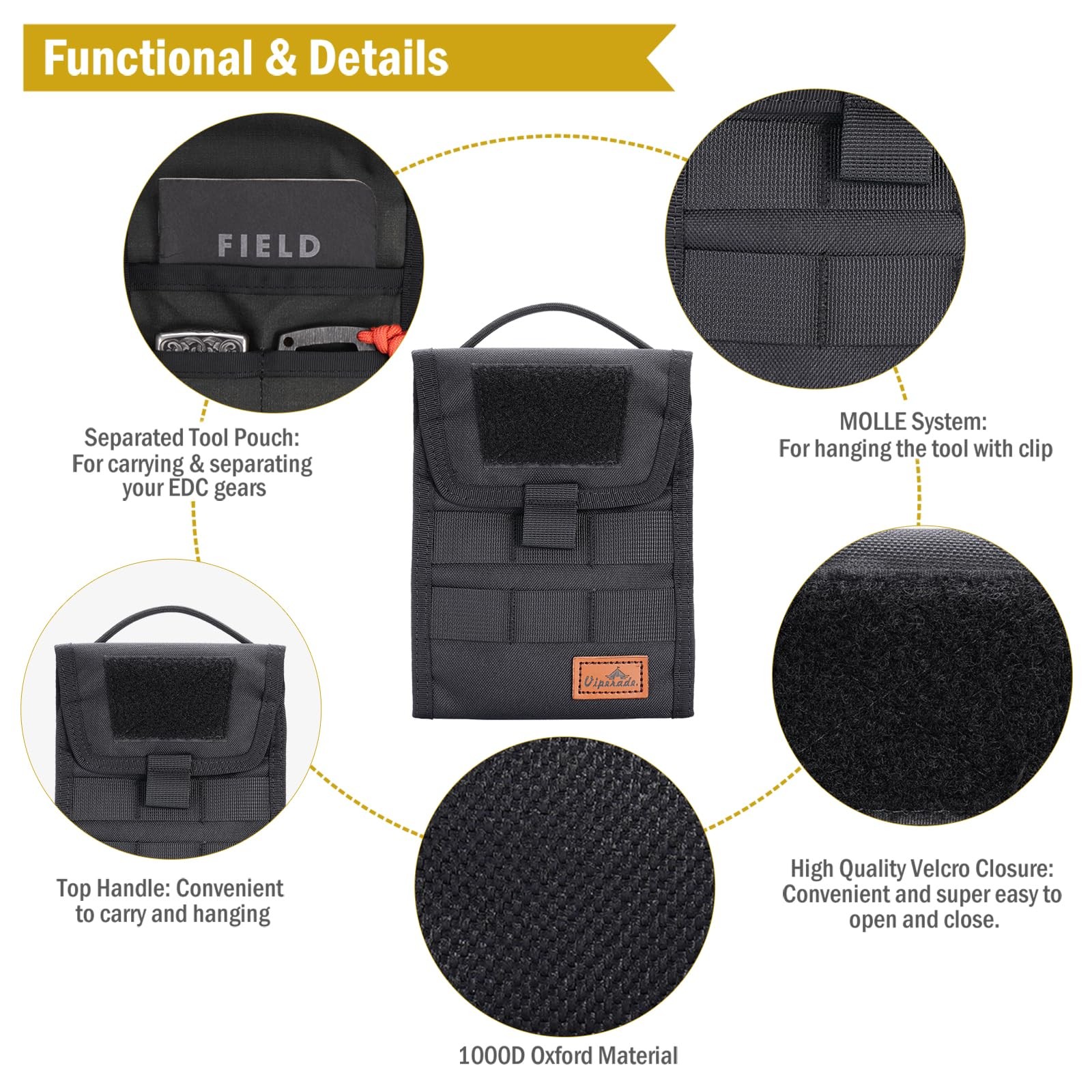 Ve12 Folding Edc Organizer Pouch Molle Tool Bag Trifold Tool Pouch Utility Edc P