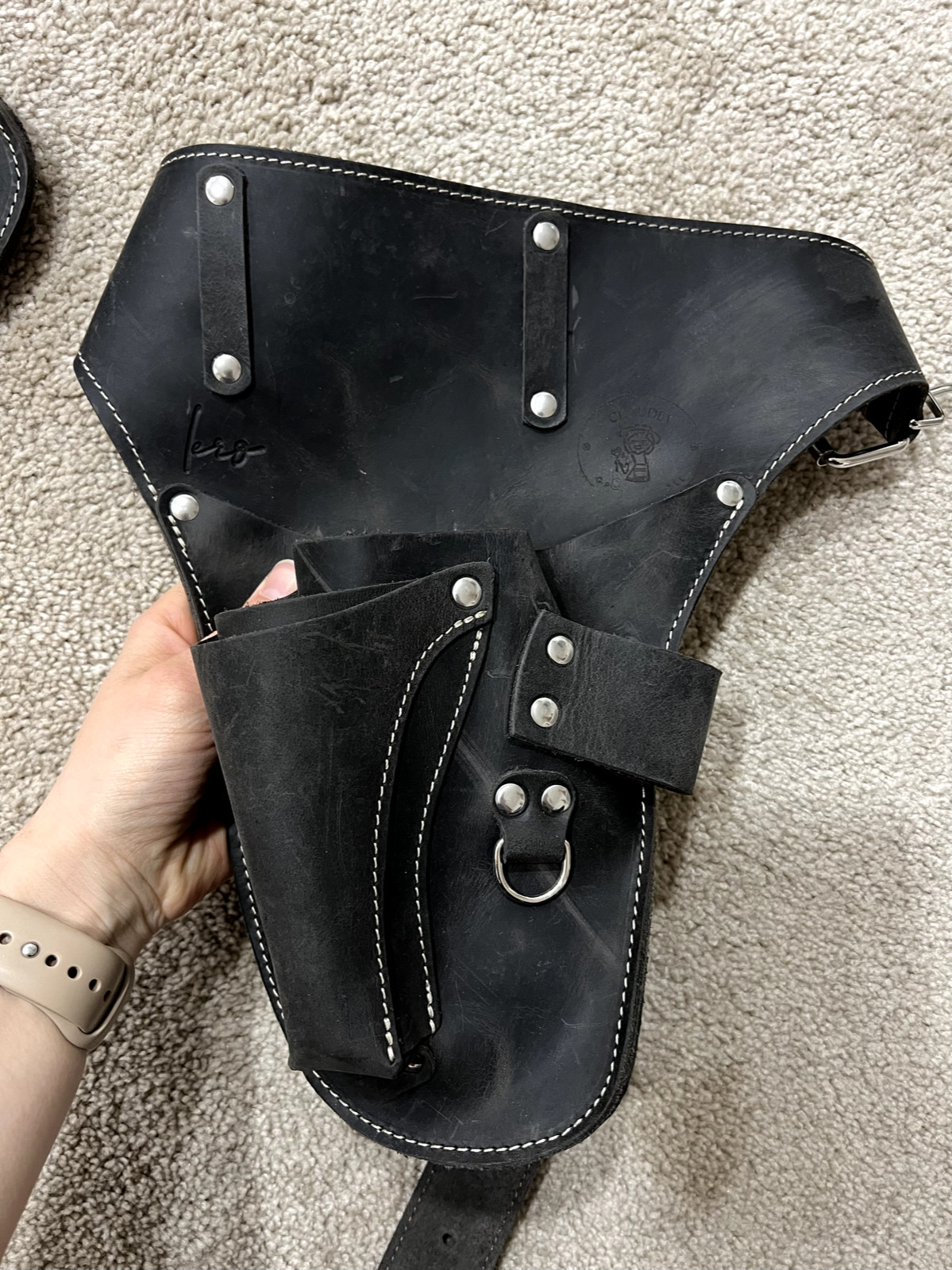 Leather garden Tool Belt. damaged – has some damages, see photos