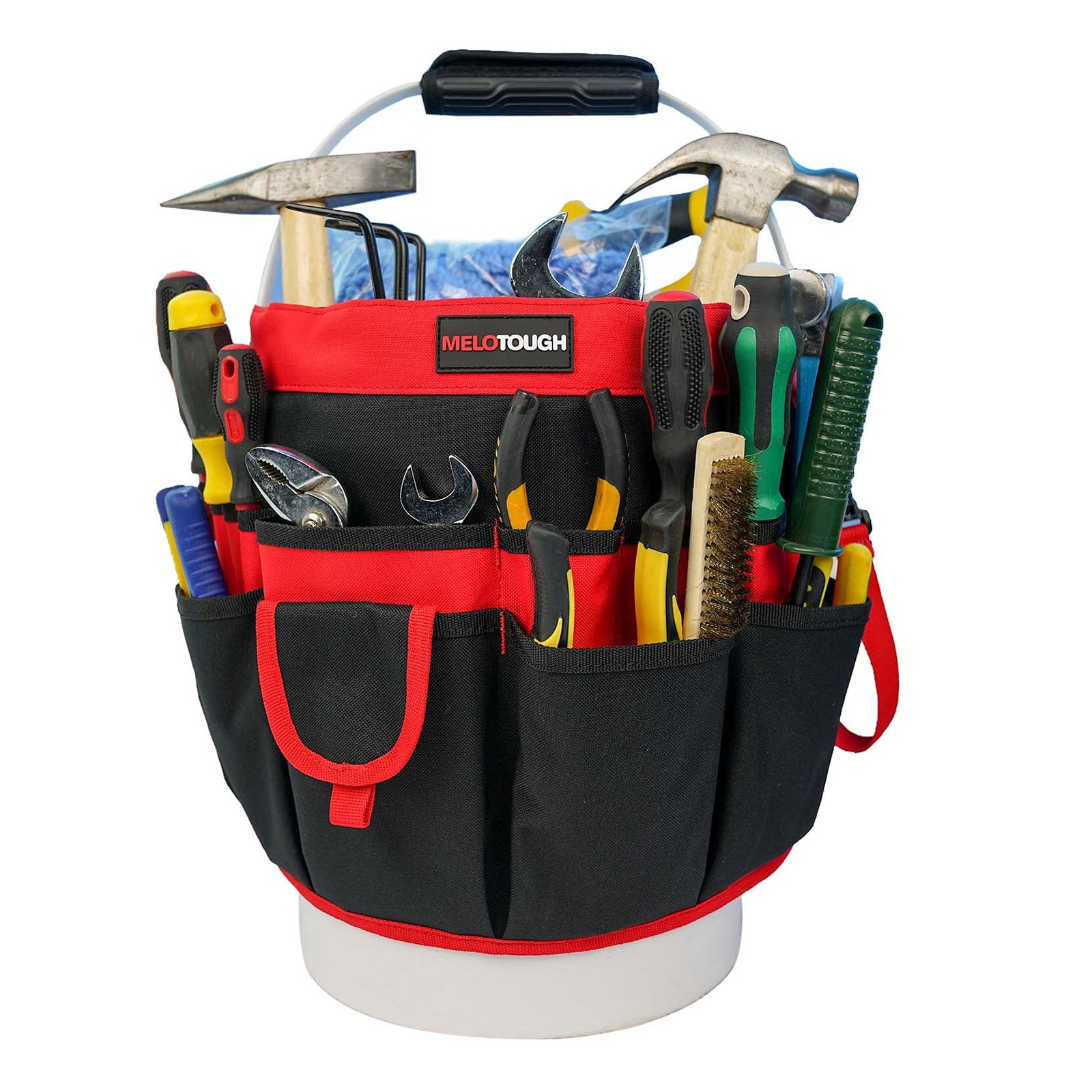 Bucket Tool Organizer With 35 Pockets Fits to 3.5-5 Gallon Bucket (Red)
