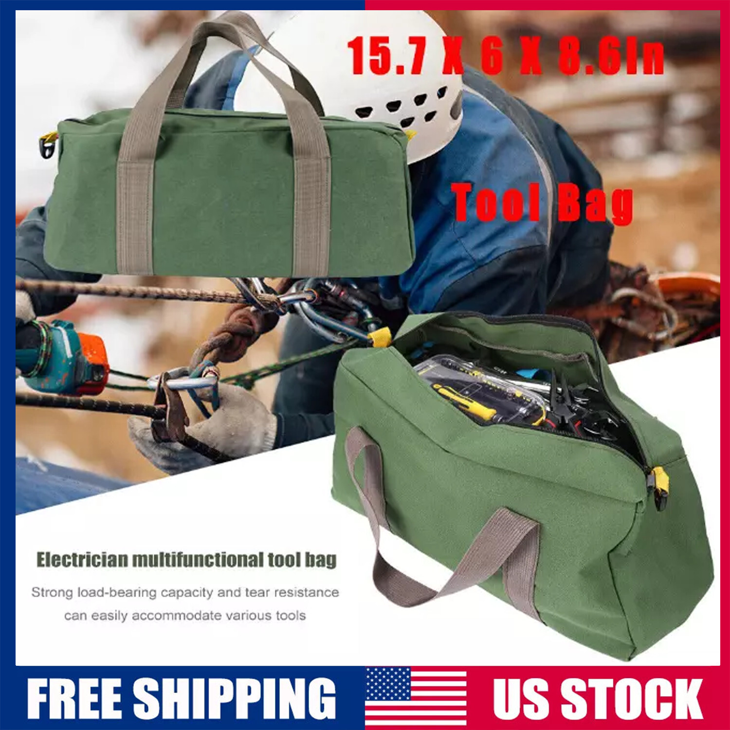 Tool Bag Heavy Duty Carry Tote Storage Work Utility Mechanics Canvas Waterproof