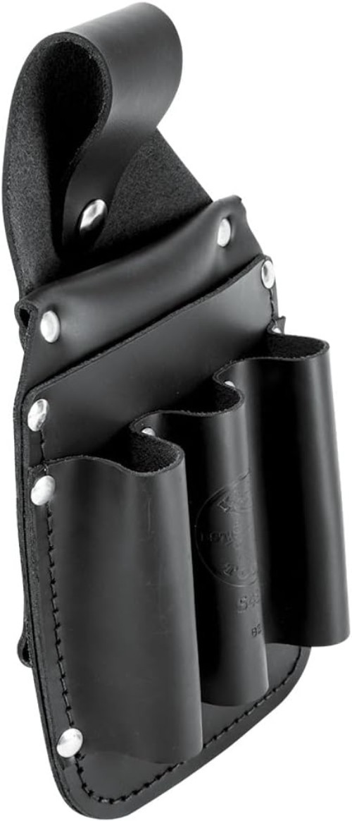 Compact 6-Pocket Leather Tool Pouch with Snap Belt Loop – 5.75 x 2.5 x 10 inches