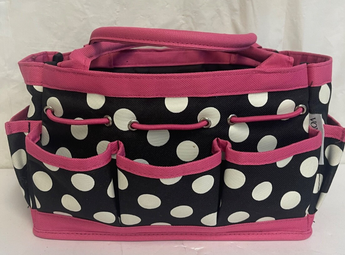 Von Maur Tool Bag – Pink with Black & White Polka Dots