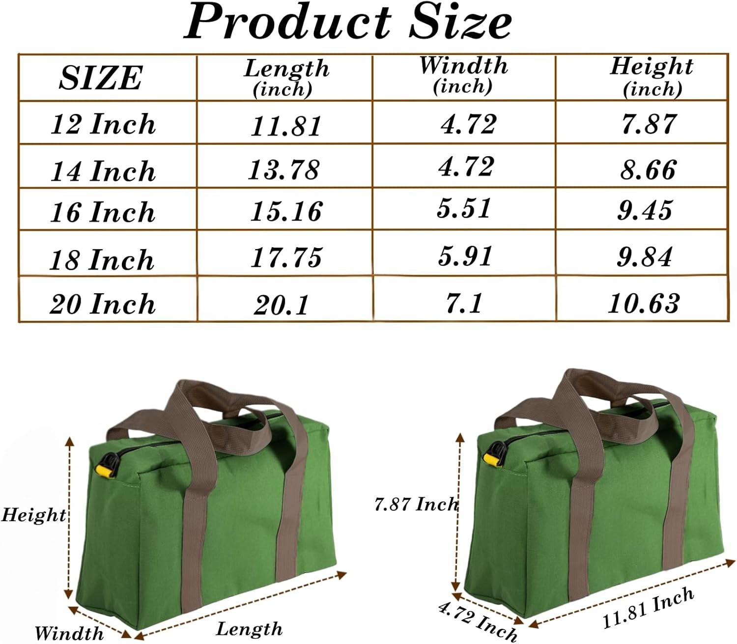 Heavy Duty Tool Bag with Zipper Muti-Purpose Storage Large Capacity Waterproof