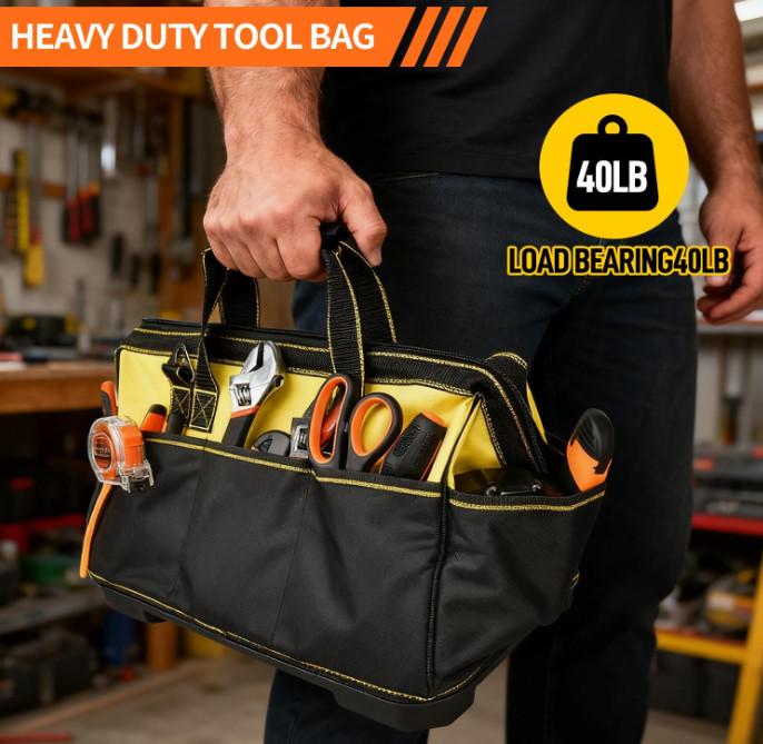 Bolsa Herramientas 16” Resistente 16 Bolsillos Correa Ajustable Base Impermeable