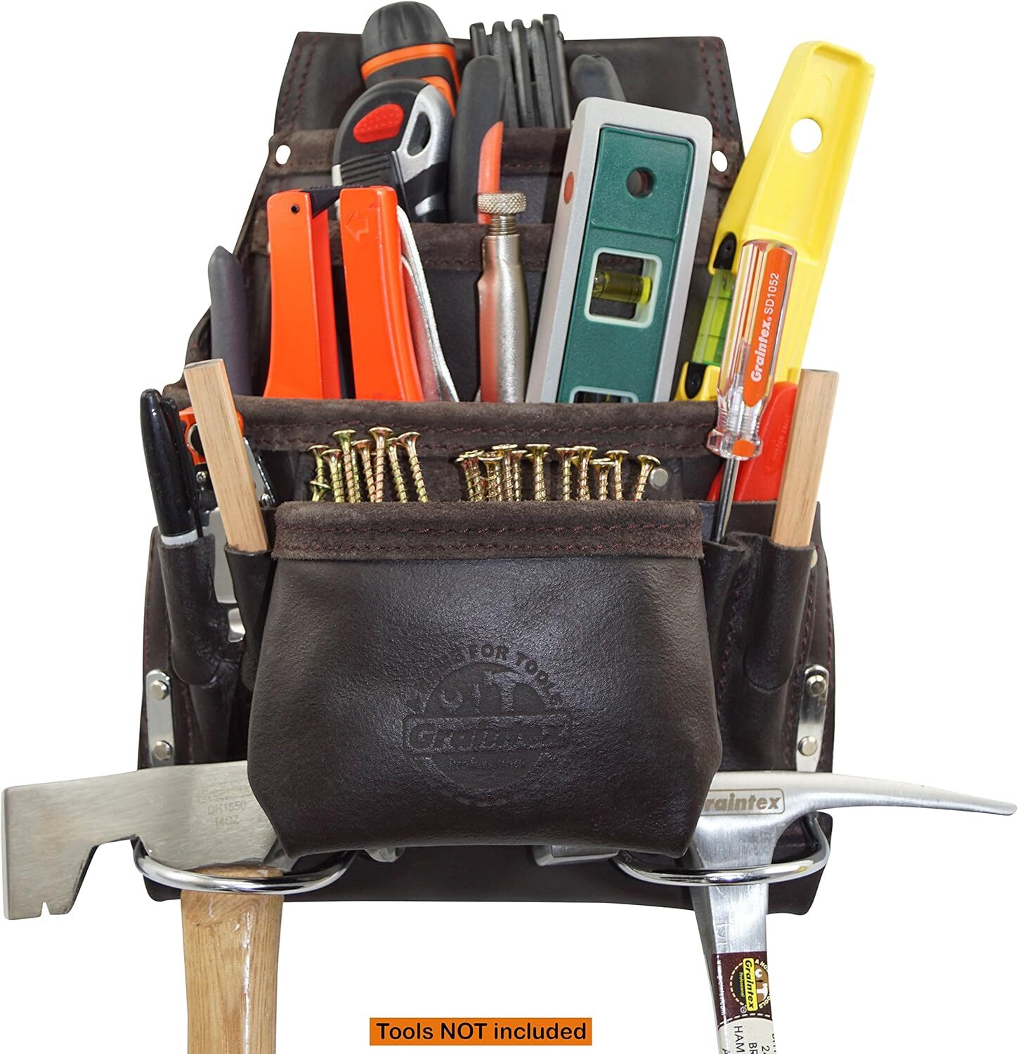 Graintex 10 Pocket Oil Tanned Leather Tool Pouch With Hammer Holders