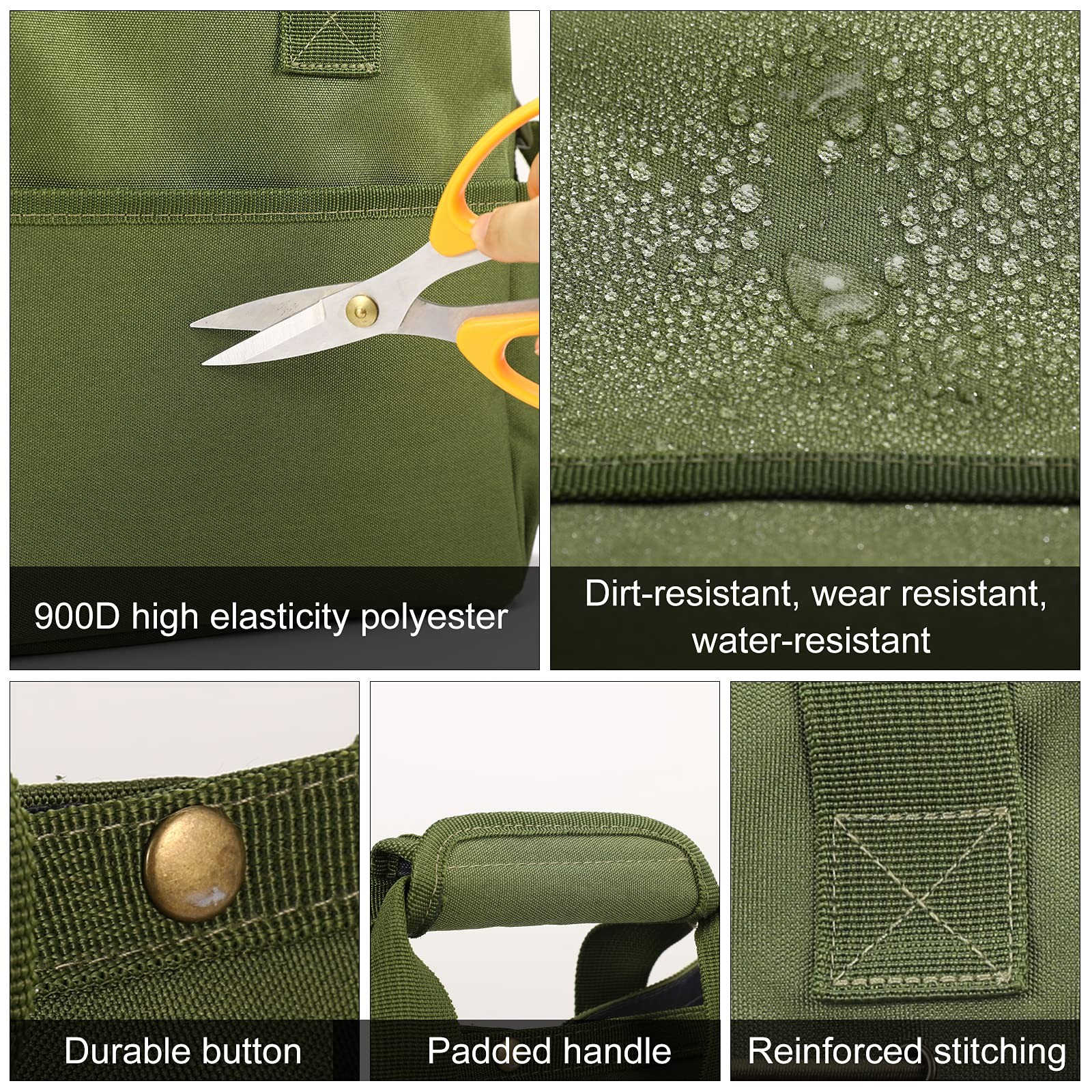 Garden Tote Bag 900D Standable Tool Storage Pockets Organizer 14 Inch