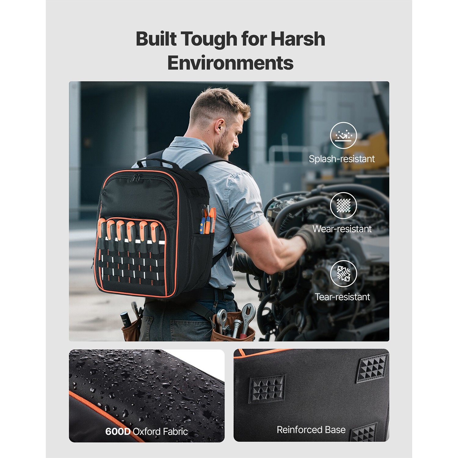 Uimoso Tool Backpack with 49 Pockets, Durable and Ideal for Electricians