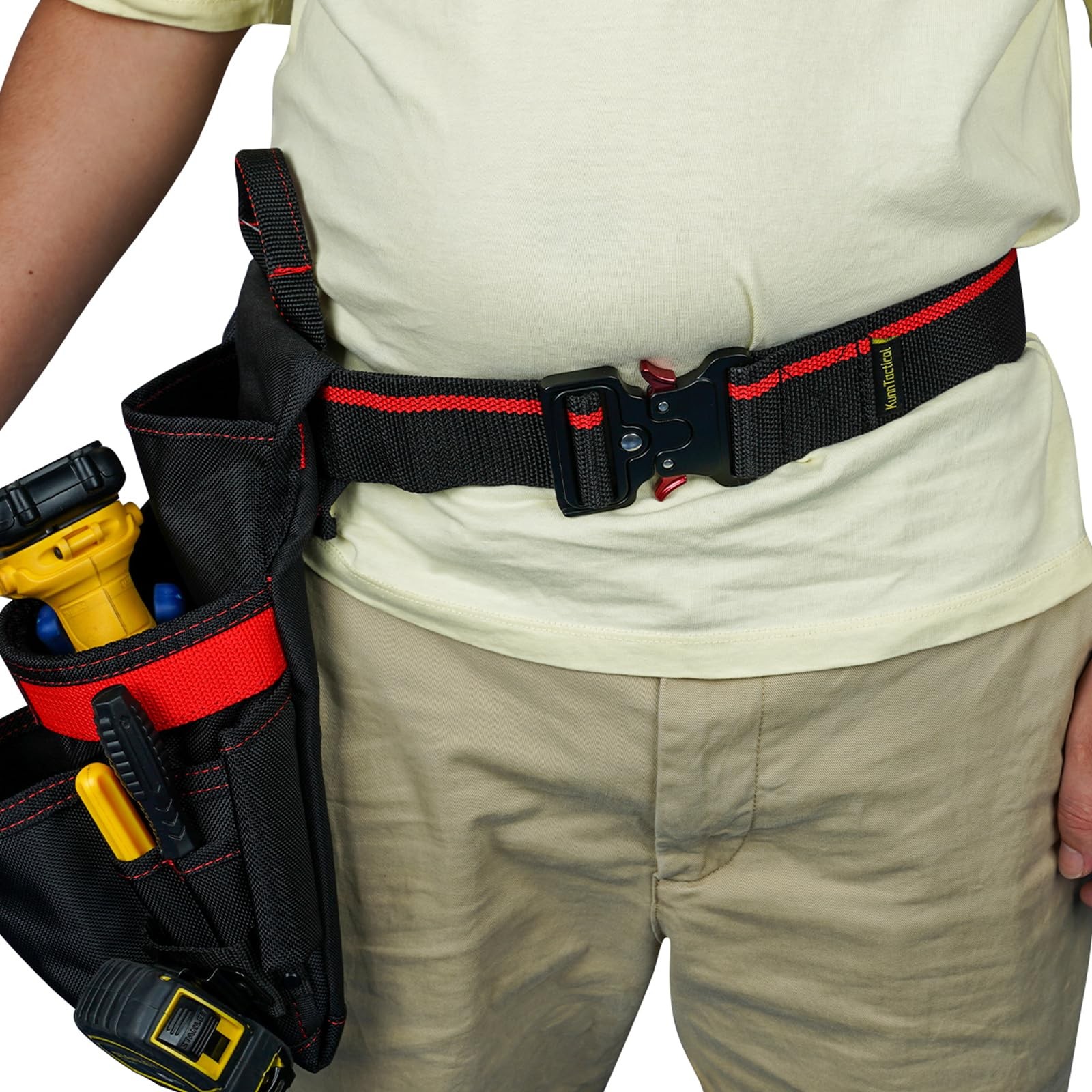 Work Tool Belt QuickRelease Buckle Heavy Duty Adjustable Electrician Red 2 In