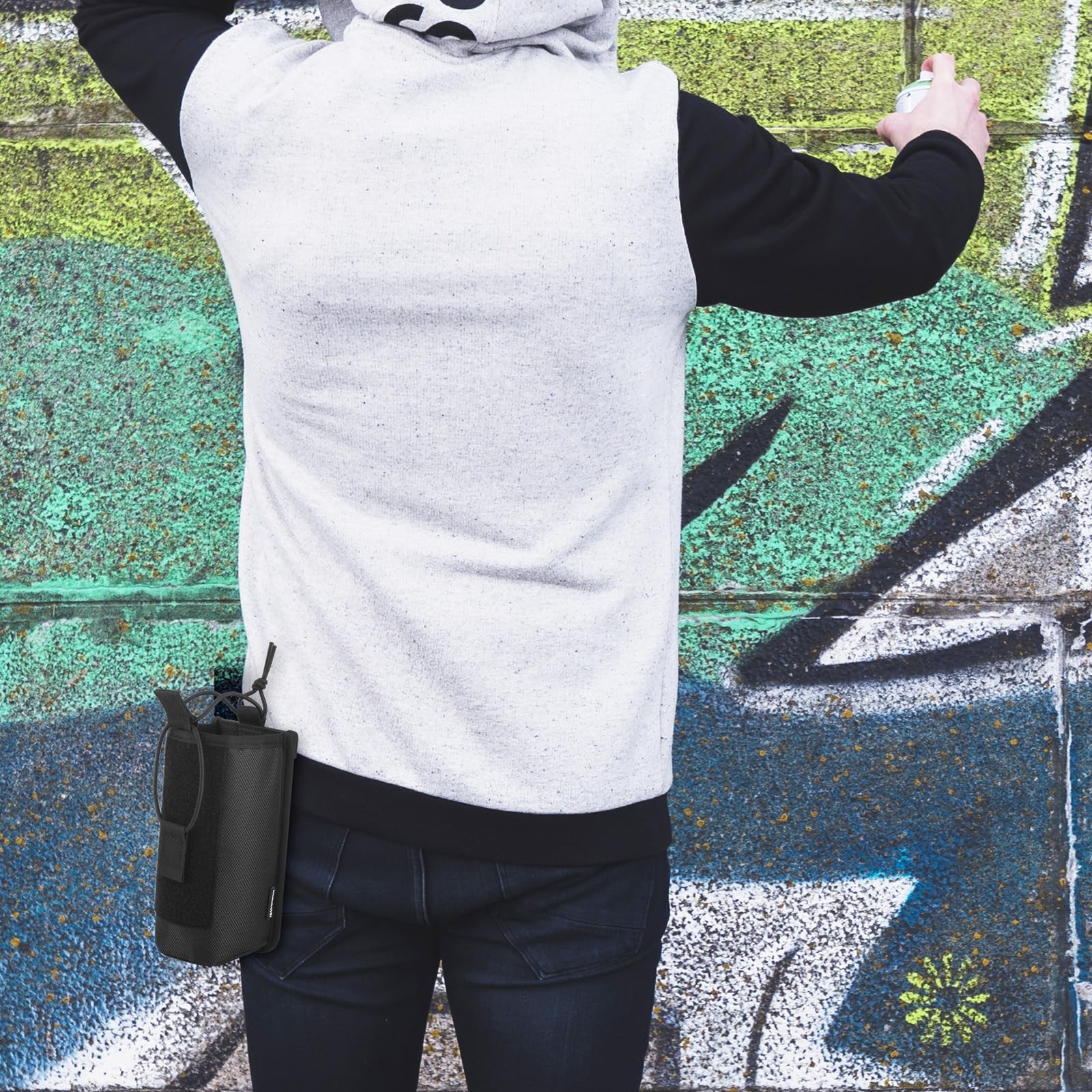 1680D Black Spray Can Belt Holster, 1 Pack Spray Bottle Holder with Metal Belt C
