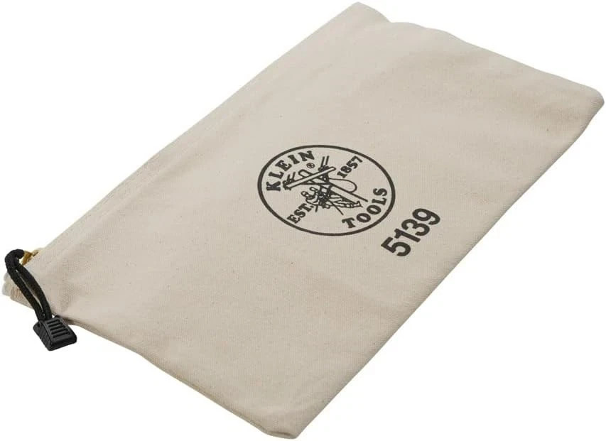 Klein Tools Zipper Bag, Canvas Tool Pouch with Heavy Duty Brass Zipper Close