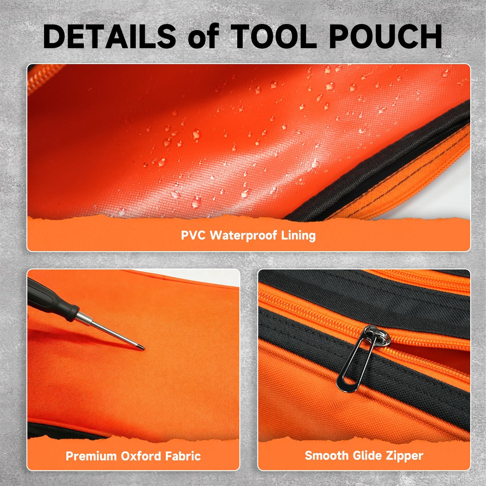 Organizer Tool Pouch – 2 Pack with Zipper Waterproof Utility Orange Green