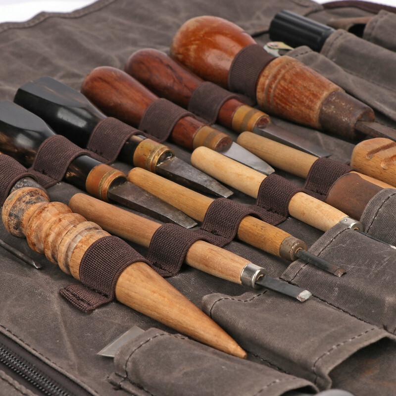 TOURBON Canvas Workshop Apprentice Roll up Carving Tool Organizer Storage Pouch