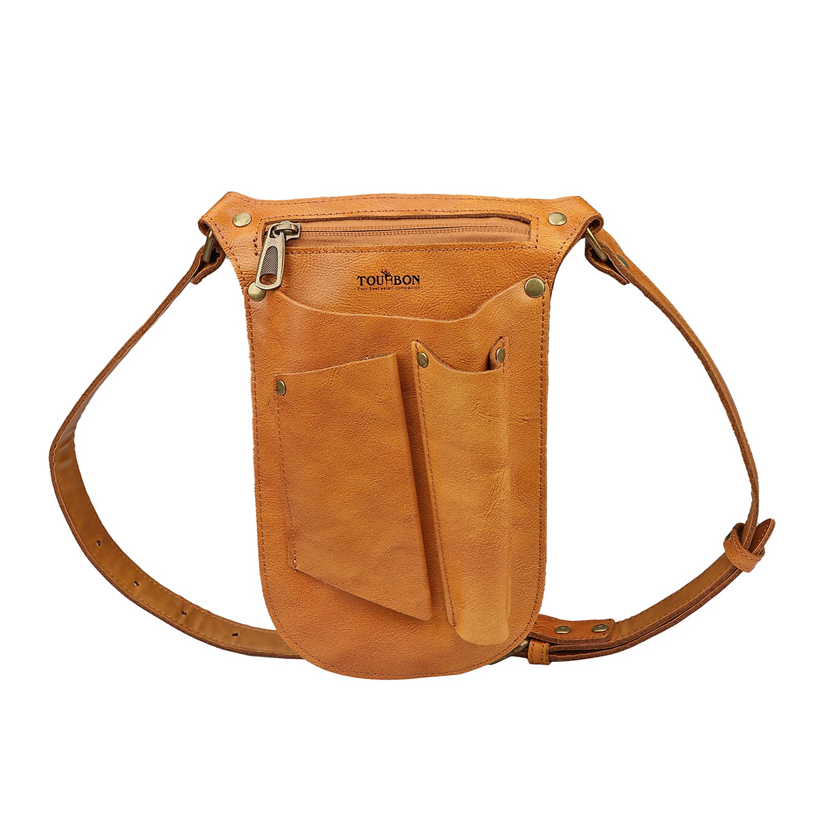 TOURBON Leather Gardening Belt Florist Bag Organizer Phone Case Gift for Her
