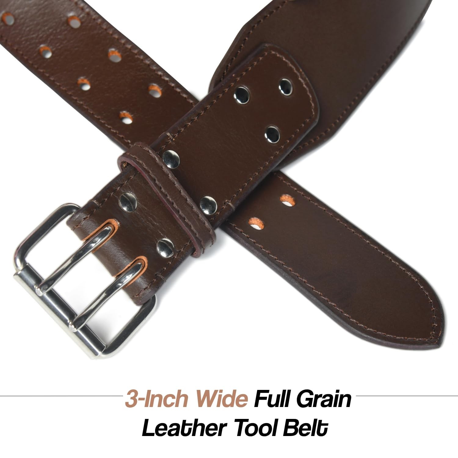 3-Inch Wide Heavy Duty Full Grain Leather Tool Belt, Oil Tanned Construction …
