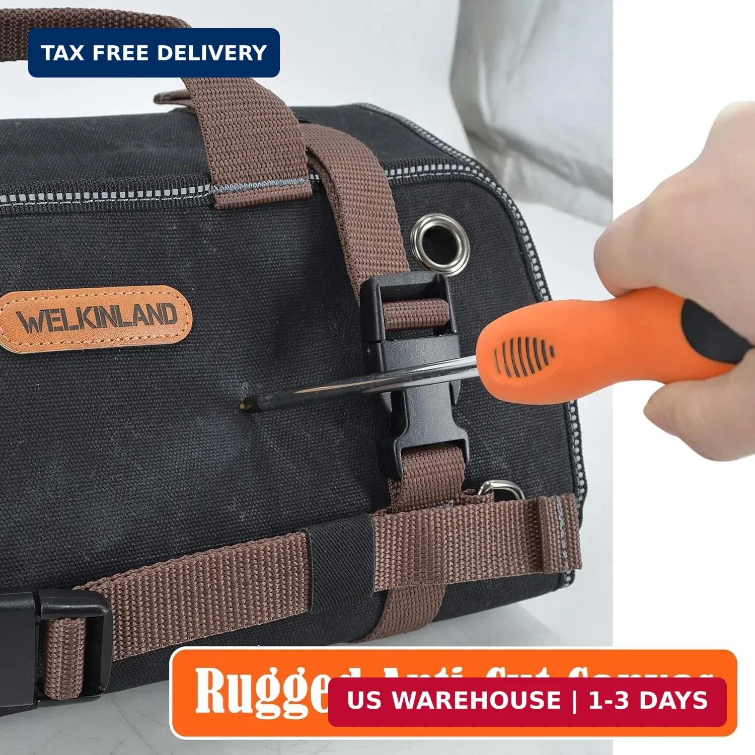 WELKINLAND Heavy-Duty Waxed Canvas Tool roll, 15-Pockets Tool Wrap Roll, 15L Too