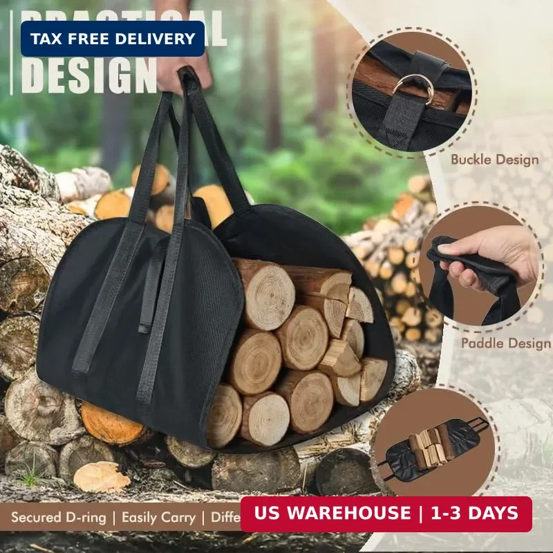 Firewood Carrier, Waterproof Oxford Fabric Firewood Bag, Large Log Carrier for F