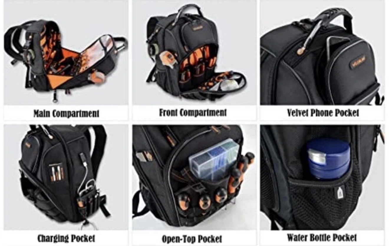 Tool Bag, Heavy-Duty Jobsite back pack for electricians Welkinland Ballistic