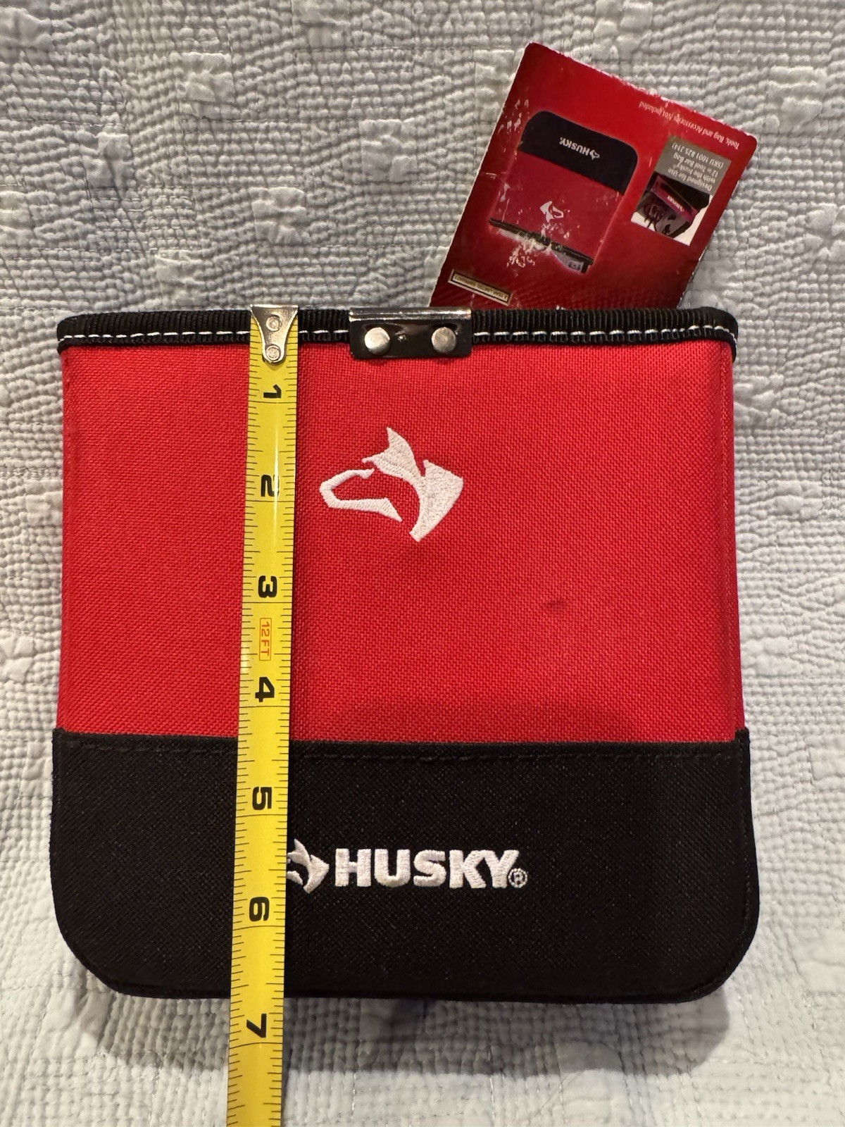 HUSKY LOT Tool Caddy Bag & Pouch SET Multiple Pockets Open Top Black Red Canvas