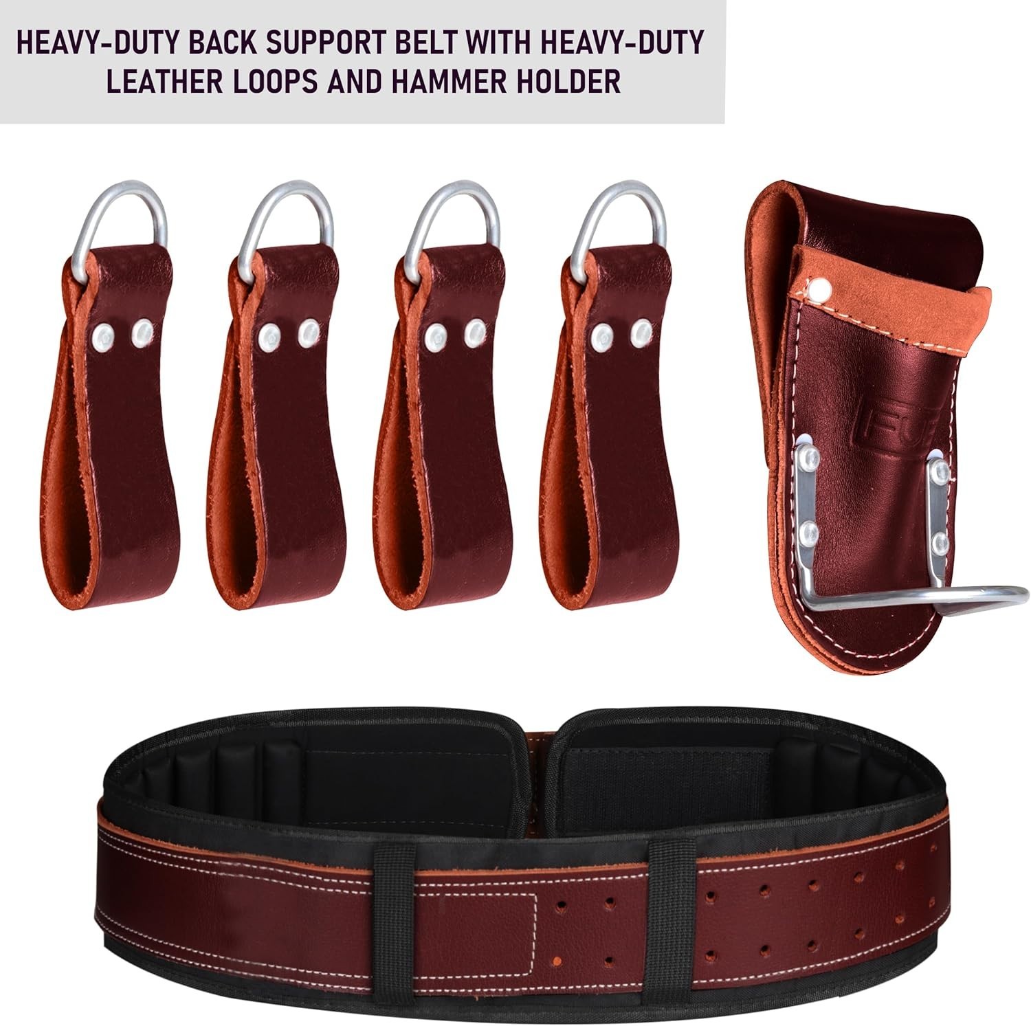 NEW FUERI Electrician’s Heavy Duty 26 Pocket Leather-Nylon Tool Belt & Bag Combo