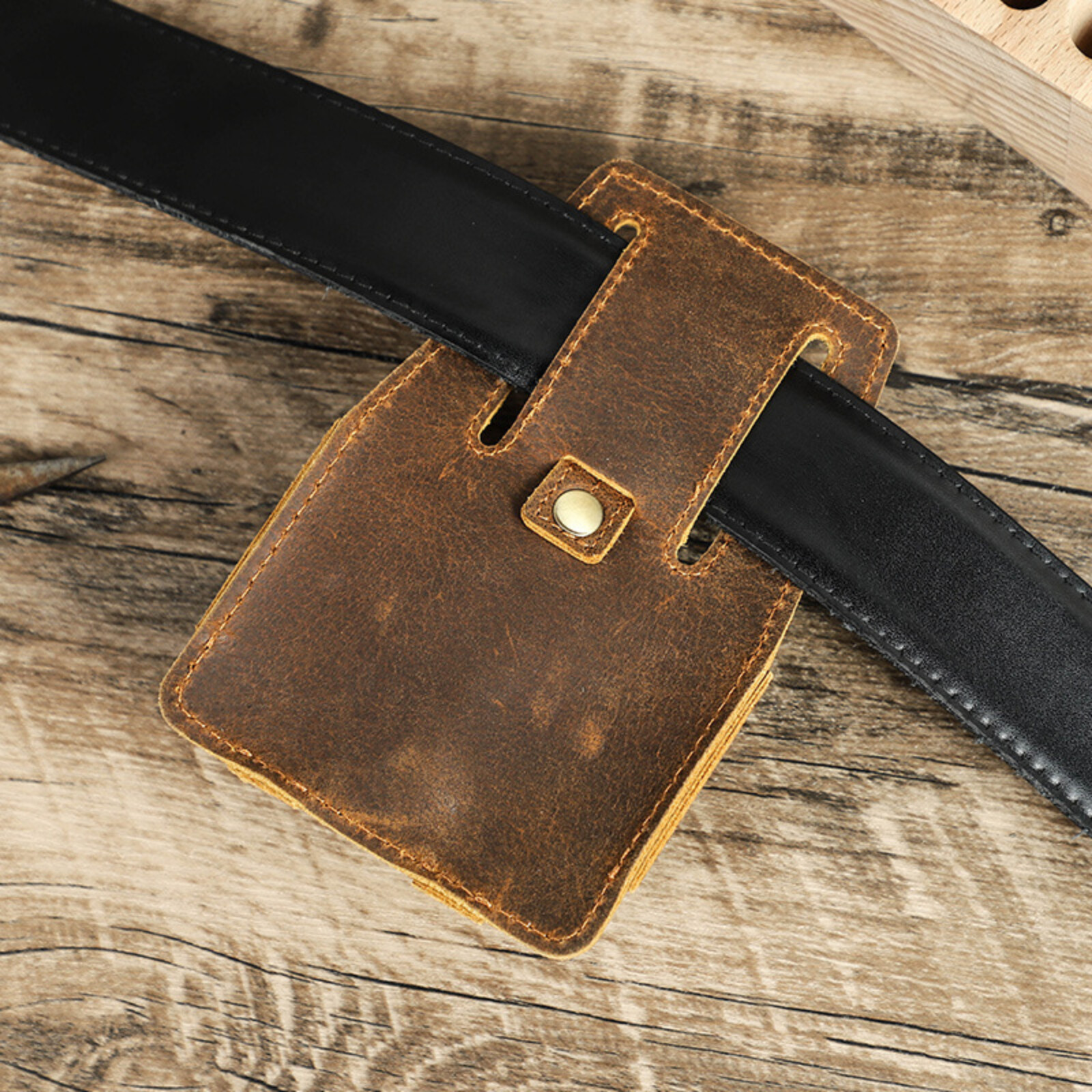 Leather Tape Measure Holder 5m Belt Pouch Tool Organizer for Construction DIY