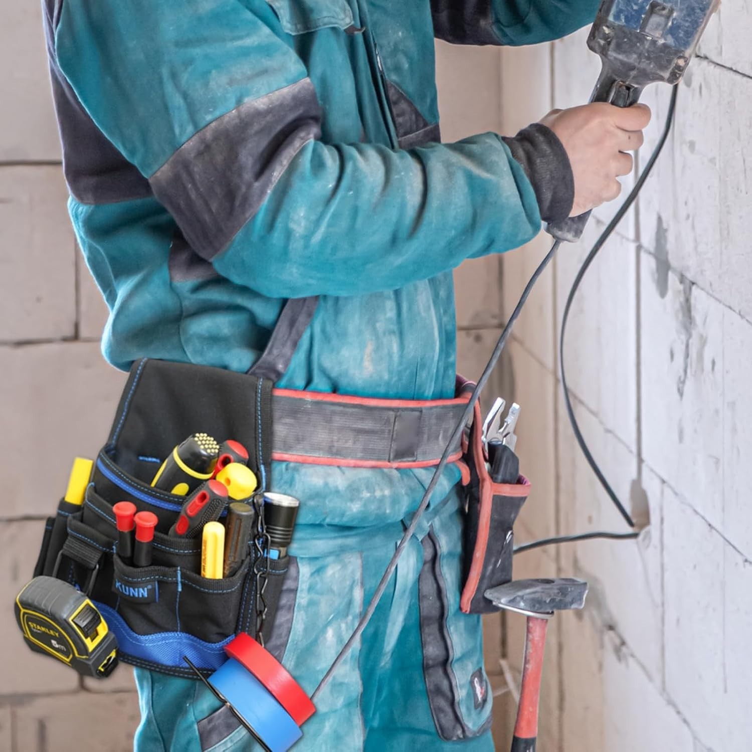 Durable Electrician Tool Belt Clip Pouch 13 Pockets