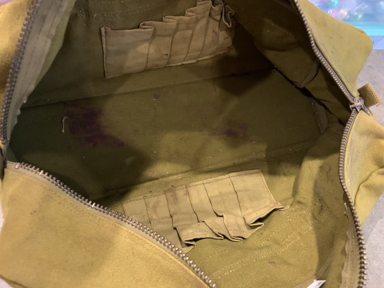 Vtg Military Style Mechanics Tool Bag Olive Green Heavy Cotton Canvas Sturdy