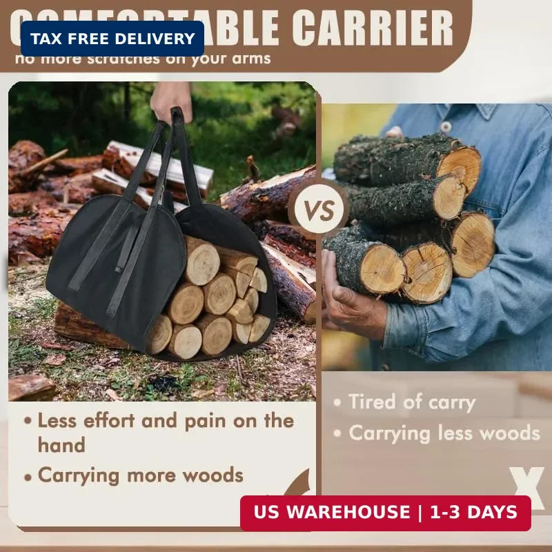 Firewood Carrier, Waterproof Oxford Fabric Firewood Bag, Large Log Carrier for F